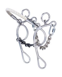 Tough1 Miniature Combination Rope Nose Hackamore with Twisted Dogbone Gag