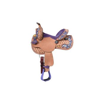 Tough1 Youth Purple Paisley Barrel Saddle